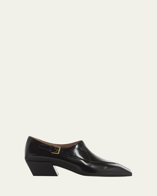 Bottega Veneta Black Okinawa Leather Monk Square-Toe Loafers