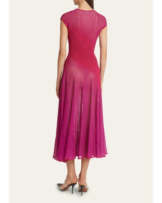 Alaïa Pink Twisted Sheer Midi Dress