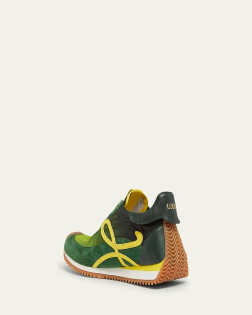 Loewe Green Flow Runner Suede And Leather Sneakers