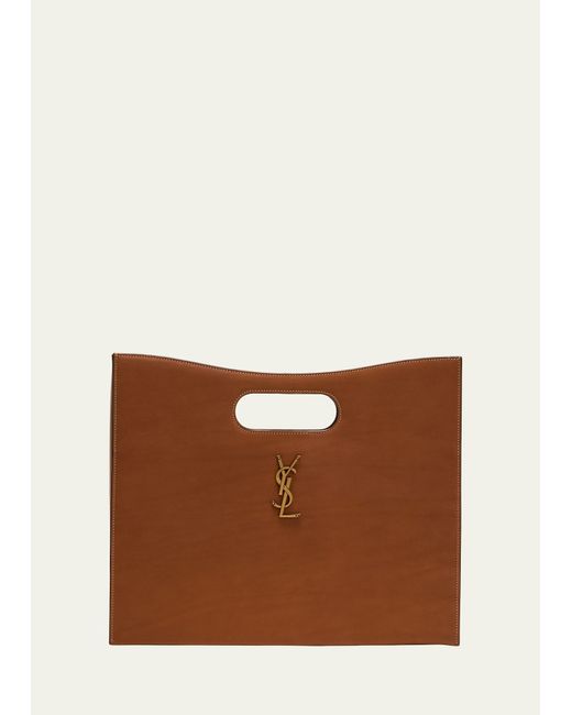 Saint Laurent Brown Le Carre Ysl Top-handle Bag In Leather