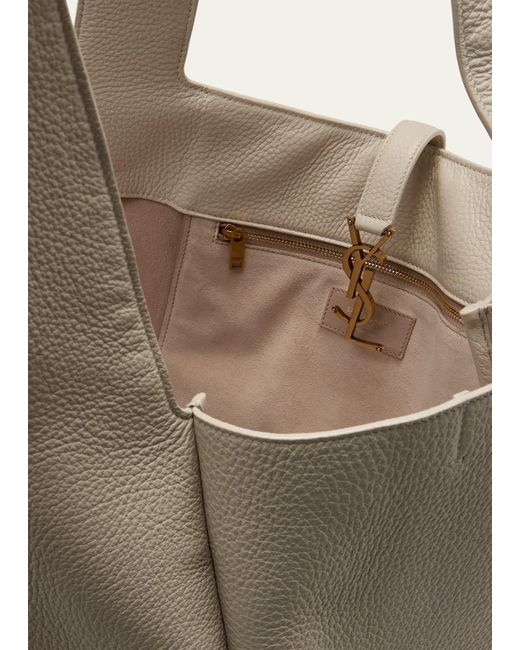 Saint Laurent Natural Bea Ysl Tote Bag In Leather