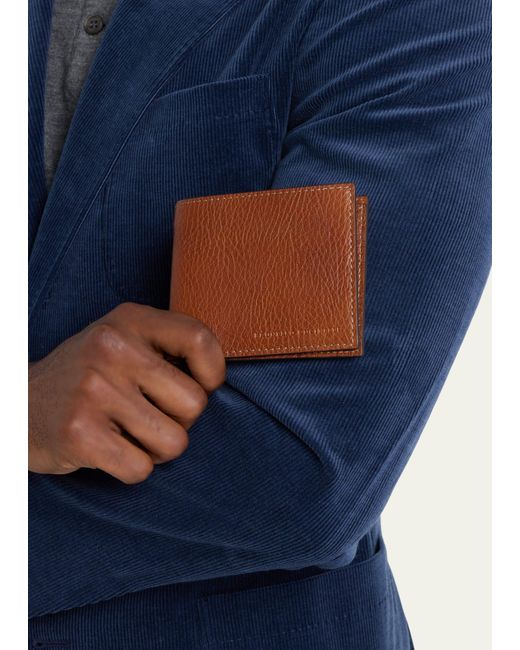 Brunello Cucinelli Red Grained Calfskin Bifold Wallet for men