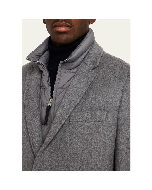 Mackage Blue Wool Topcoat With Removable Down Bib for men
