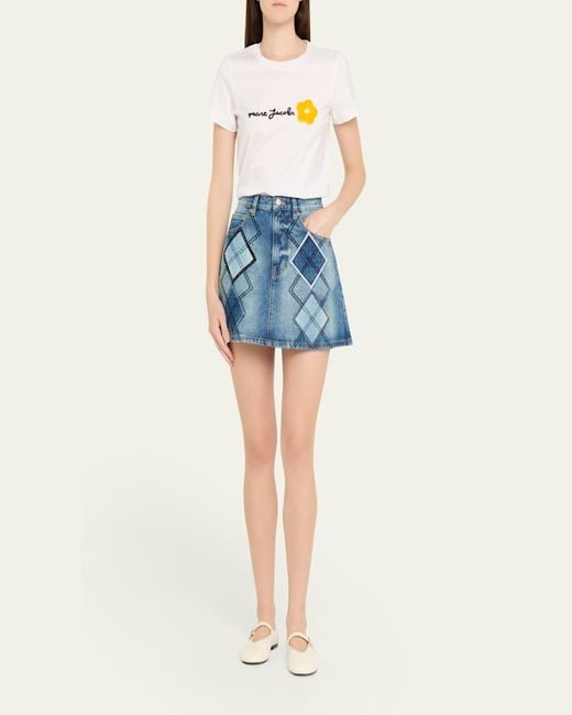 Marc Jacobs Blue Argyle Patchwork Denim Mini Skirt