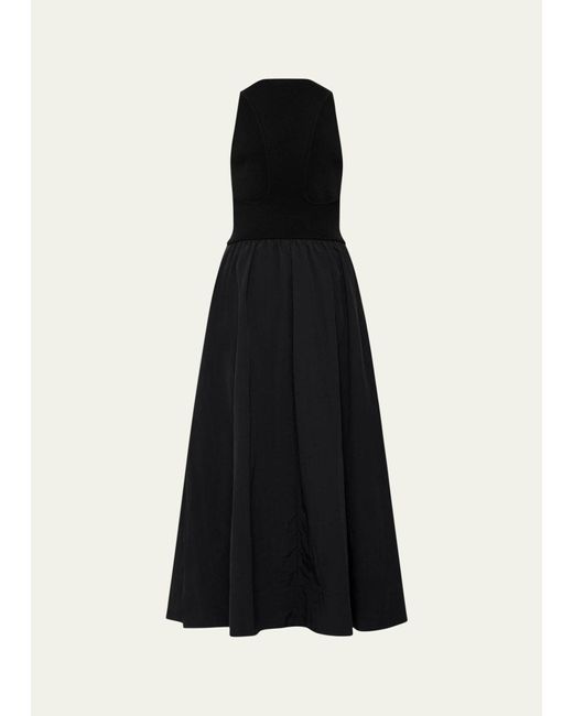St. Agni Black Plunge-neck Maxi Dress