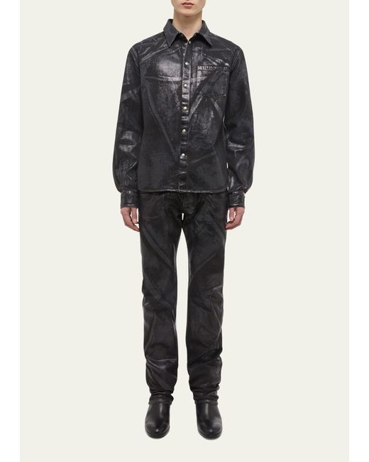 Helmut Lang Black Foil Denim Shirt Jacket for men