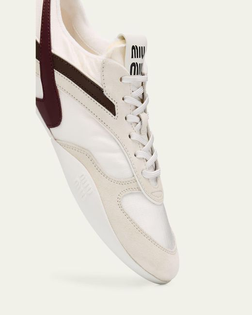 Miu Miu Natural Colorblock Nylon Tech Runner Sneakers
