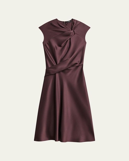 Theory Purple Satin Twist Bodice Dress