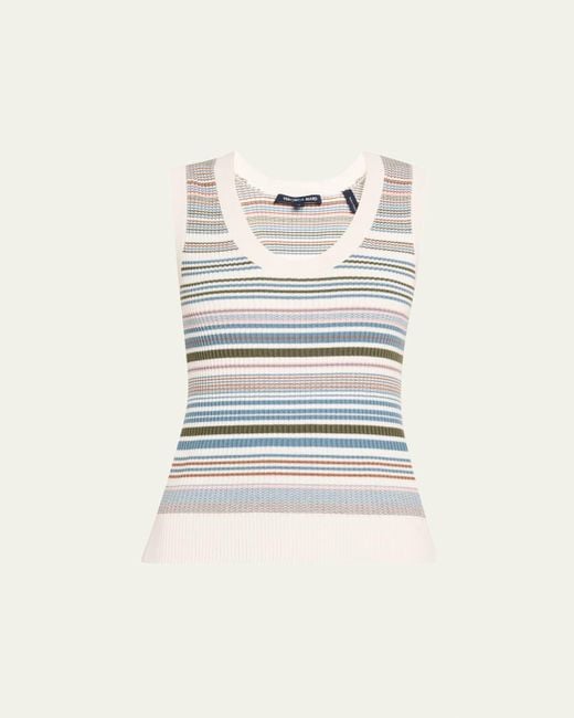 Veronica Beard White Ezinna Stripe Knit Tank Top