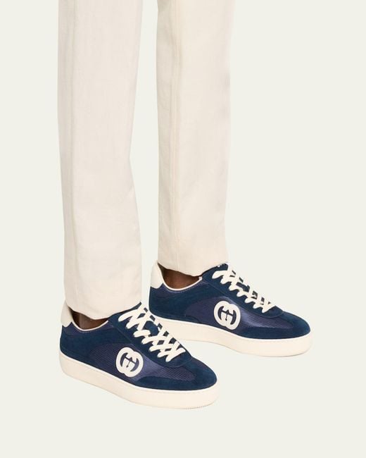 Gucci Blue Suede Leather Sneakers for men