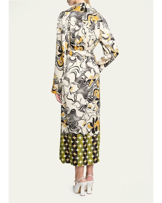 Dries Van Noten White Rolana Abstract Print Belted Trench Coat