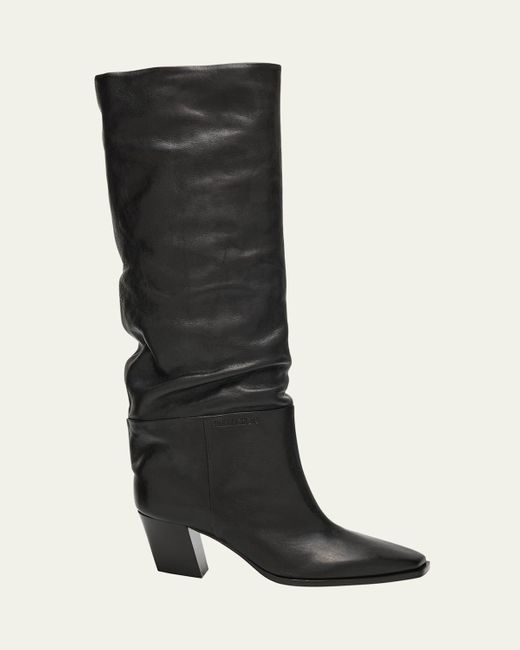 Jimmy Choo Black Hart 60 Slouch Leather Knee-High Boots