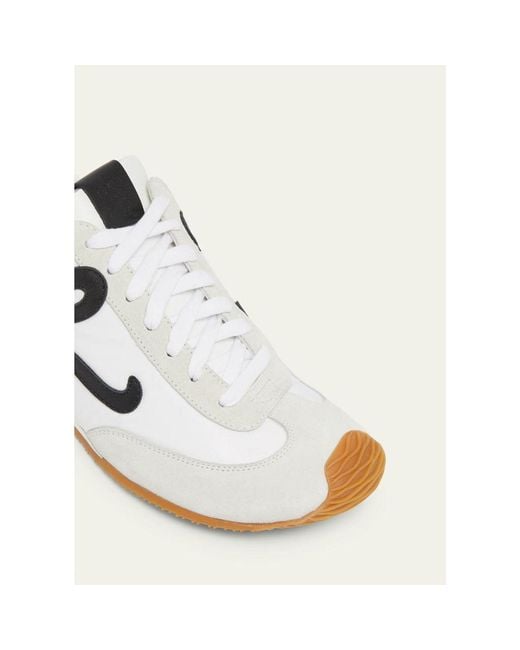 Loewe Natural Flow Runner Suede And Leather Sneakers
