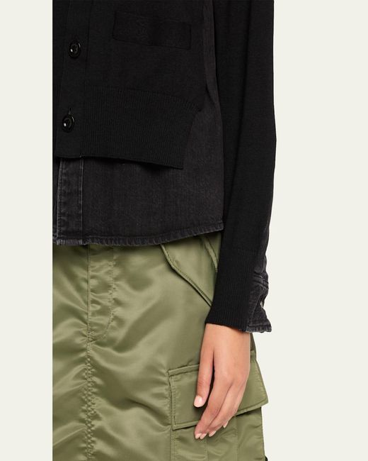 Sacai Black Denim Knit Cardigan