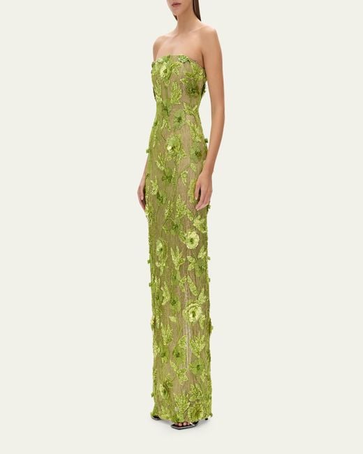 Rachel Gilbert Pierre Floral Beaded Strapless Gown in Green | Lyst Rachel Gilbert Pierre Floral Beaded Strapless Gown in Green | Lyst