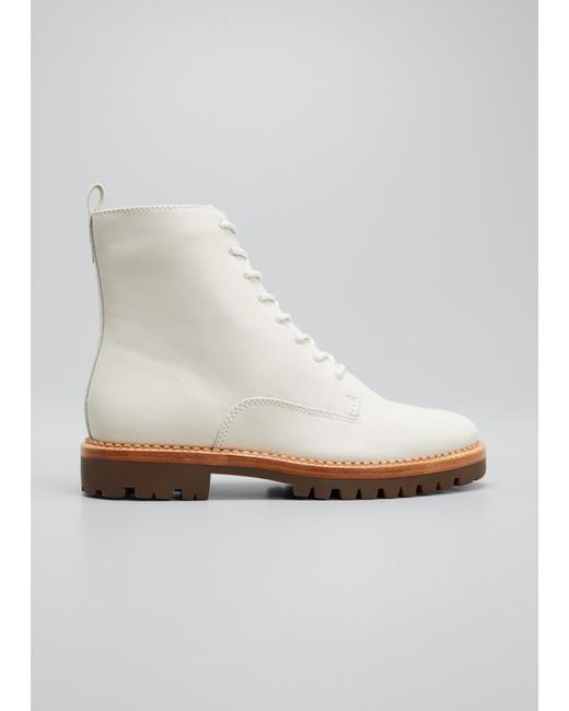 Vince White Cabria Zip Leather Combat Boots