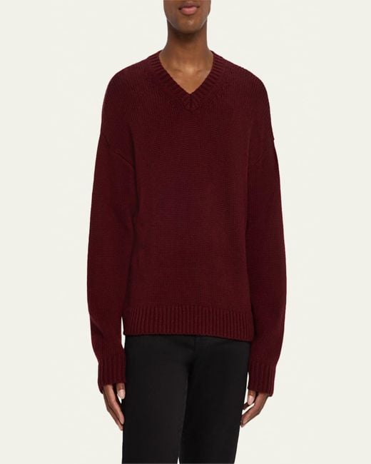 FRAME Red Wool And Cashmere Knit V-Neck Sweater for men