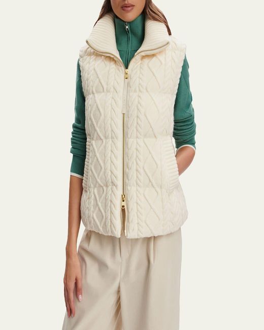 Varley Natural Irina Cable-Knit Puffer Vest