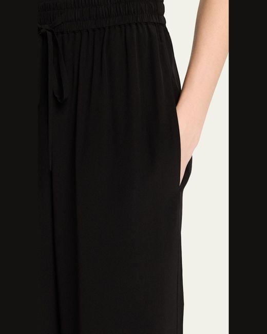 Matteau Black Silk Drawstring Trousers