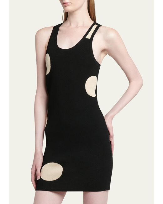 Stella McCartney Black Polka Dot Knit Body-con Mini Dress