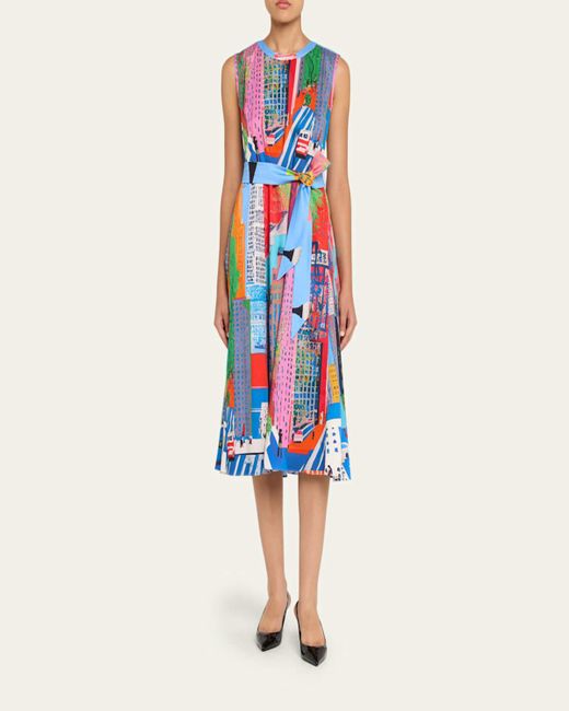 Libertine White Nyc Lady Printed Sleeveless Midi Dress