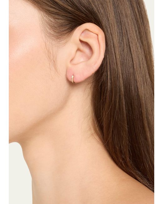 Sydney Evan Natural 14k Gold Pavé Huggie Hoop Earrings