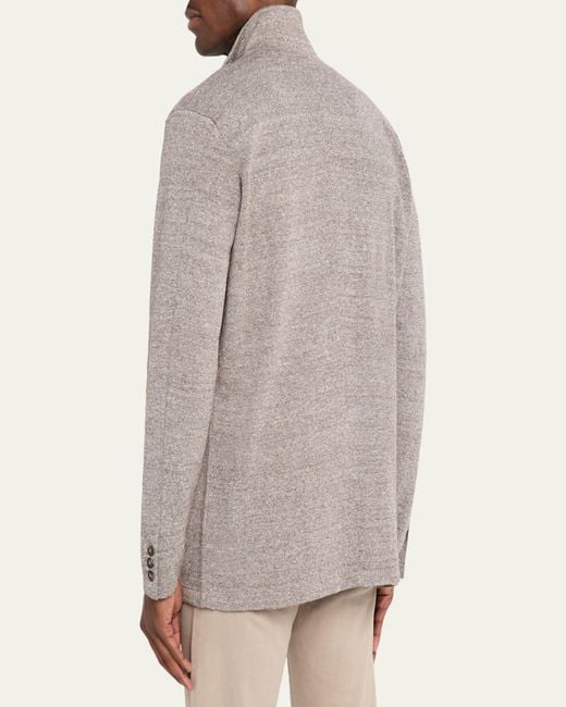 Kiton Gray Linen Blend Jacket for men