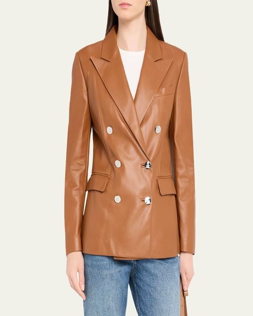 Ralph Lauren Brown Camden Leather Double-Breasted Jacket