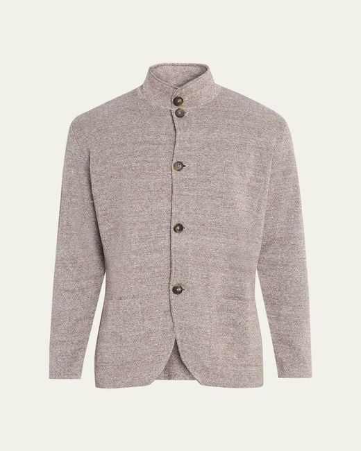 Kiton Gray Linen Blend Jacket for men