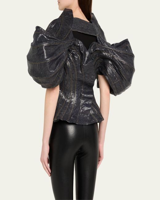 Junya Watanabe Black Structured Denim Foiled Print Jacket