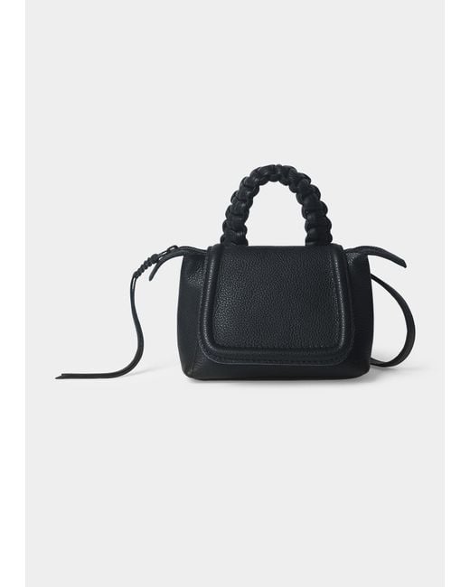 Callista Black Mini Flap Leather Top-handle Bag