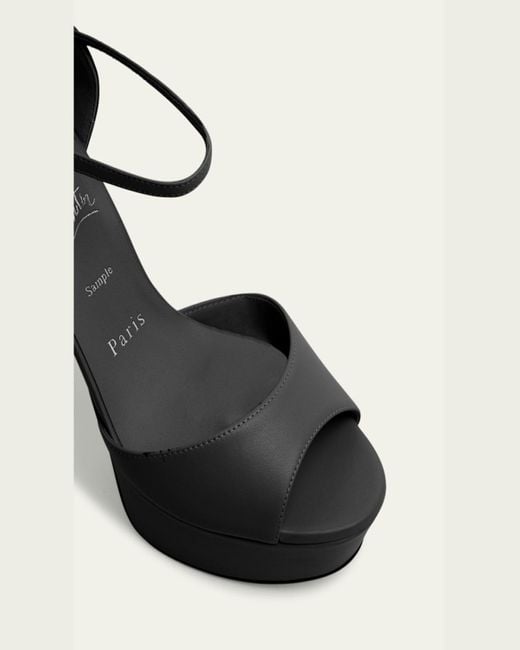 Christian Louboutin Black Sandaloo Leather Sole Platform Sandals