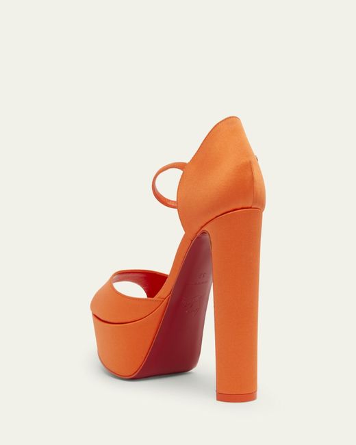 Christian Louboutin Pink 130Mm Sandaloo Silk Ankle-Strap Platform Sandals