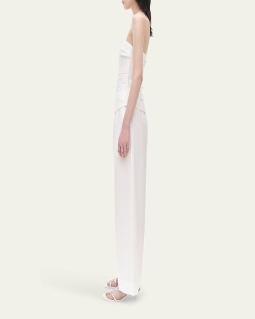 Jonathan Simkhai Natural Emerson Ruched Bustier Top