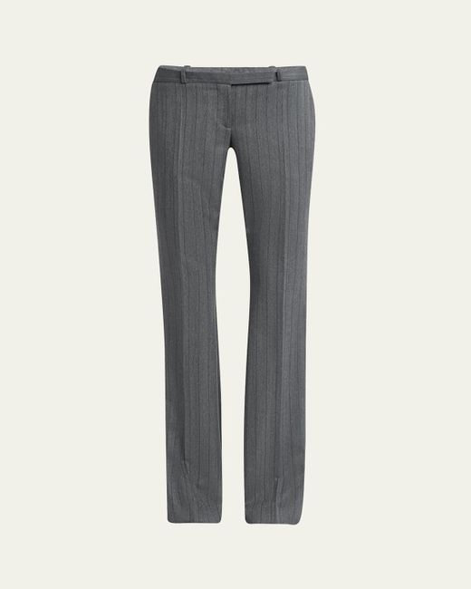 Alexander McQueen Gray Low-Rise Herringbone Striped Flare Trousers