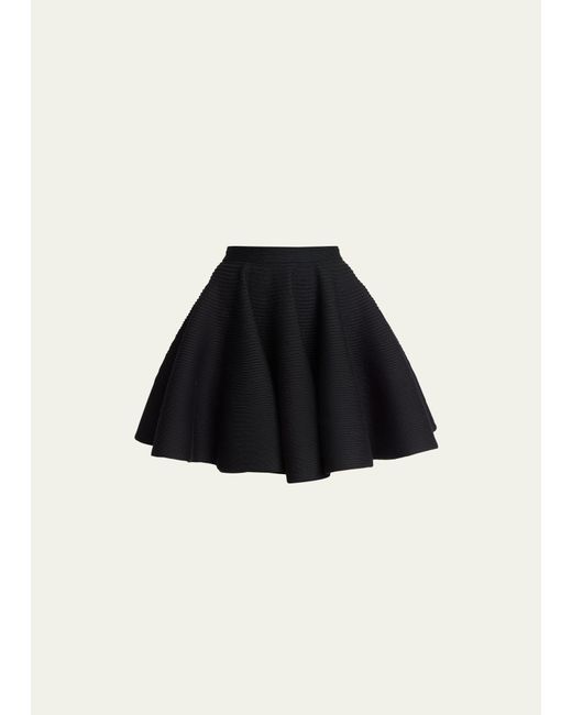 Alaïa Black Ribbed Wool Fit-flare Mini Skirt