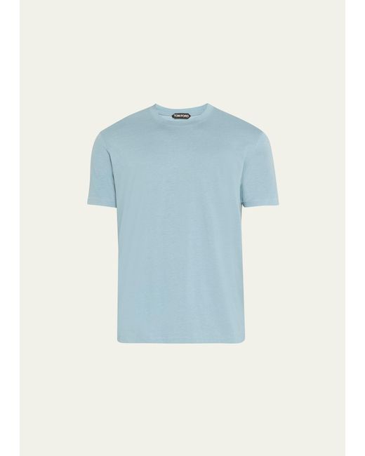 Tom Ford Blue Lyocell-cotton Crewneck T-shirt for men