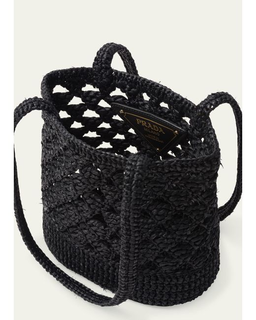 Prada White Crochet Bucket Bag