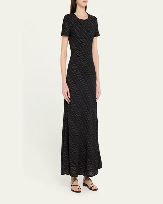 Proenza Schouler Black Joss Woven Stripe Short-Sleeve Maxi Dress