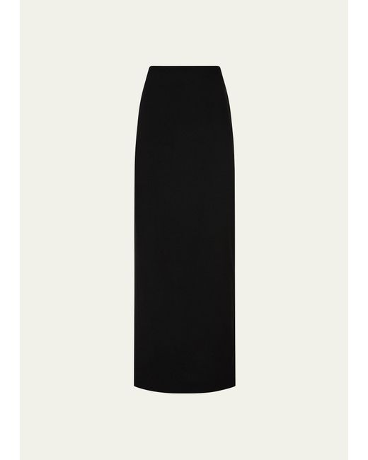 Matteau Black Crepe Column Midi Skirt