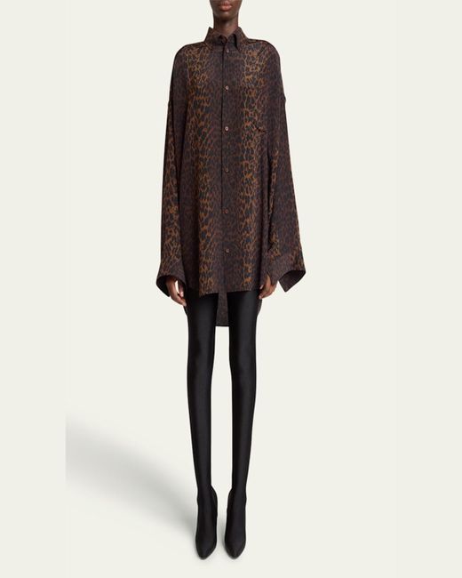 Balenciaga Purple Printed Cocoon Silk Shirt