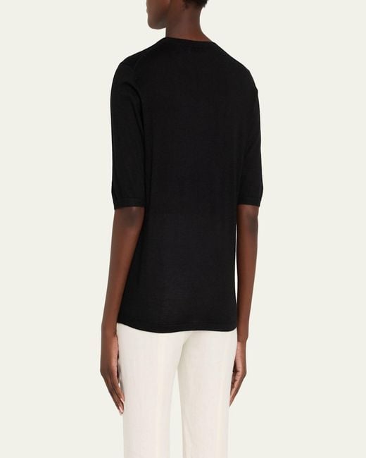 Gabriela Hearst Black Brunner Short-Sleeve Cashmere-Silk T-Shirt