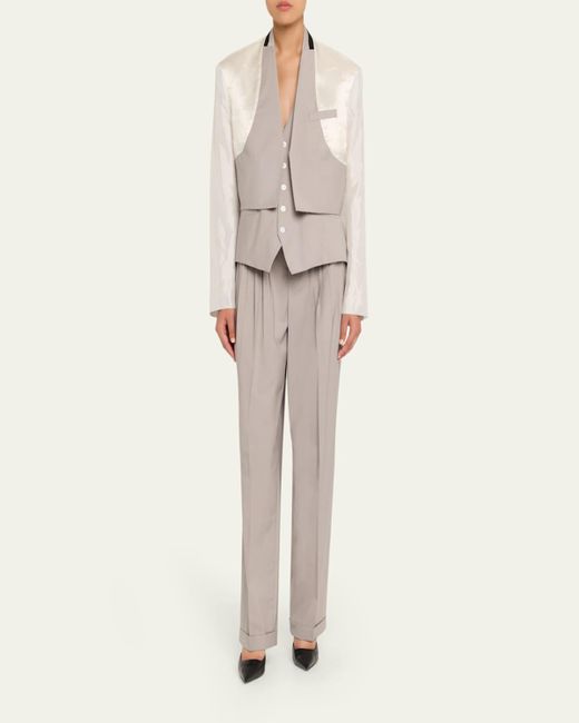 Peter Do Gray Jade Pleated Straight-Leg Pants