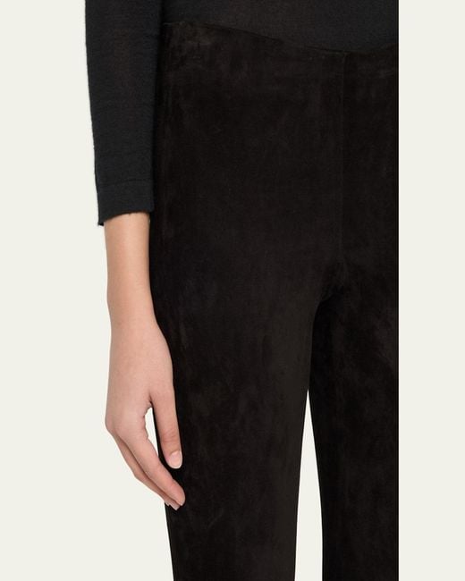 Vince Black Stretch-Suede Split Hem Crop Pants