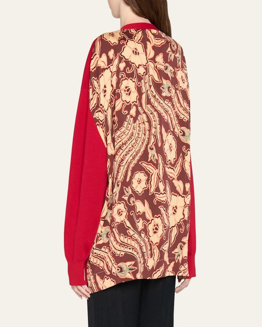 Diane von Furstenberg Red X Henry Zankov Murano Oversized Silk-Back Cardigan