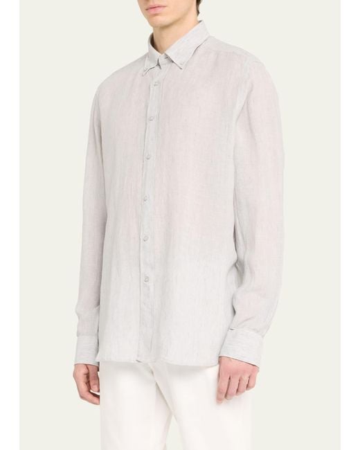 Bergdorf Goodman Natural Linen Sport Shirt for men