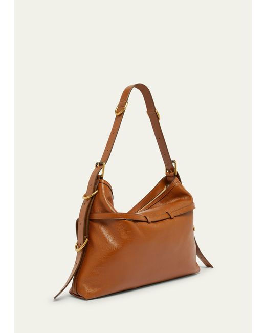Givenchy Natural Voyou Medium Shoulder Bag In Shiny Tumbled Leather