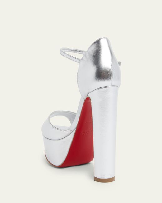 Christian Louboutin Natural 130Mm Sandaloo Metallic Platform Sandals