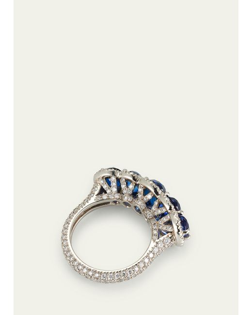 Bayco Platinum Blue Sapphire And Diamond Ring