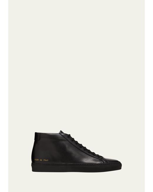 Common Projects Black Achilles Leather Mid-top Sneakers for men